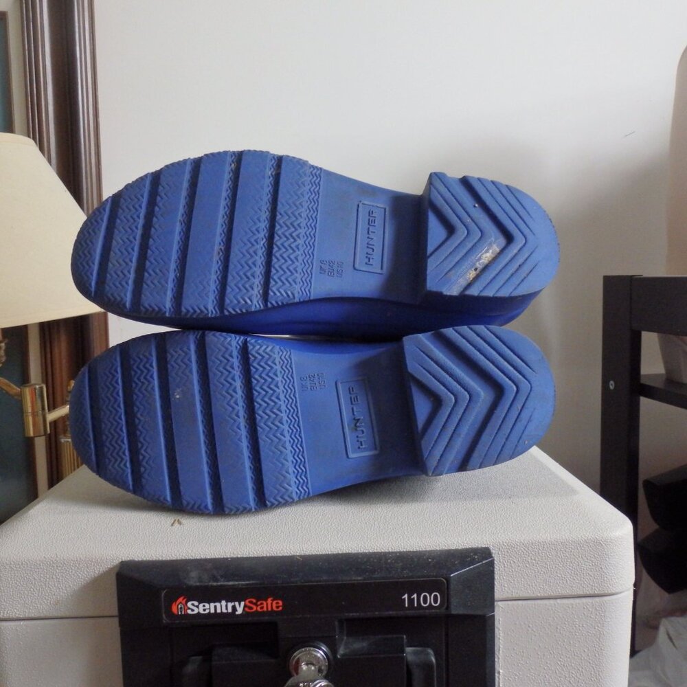 Tall original HUNTER PACKABLE rubber rain boots wellies Blue size 10 Excellent - Picture 4 of 5